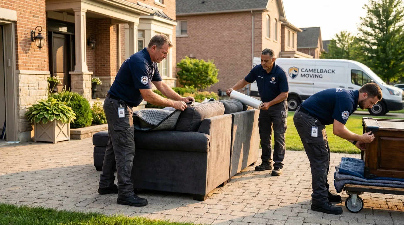 Large estate moving crew wrapping furniture in Sedan, KS